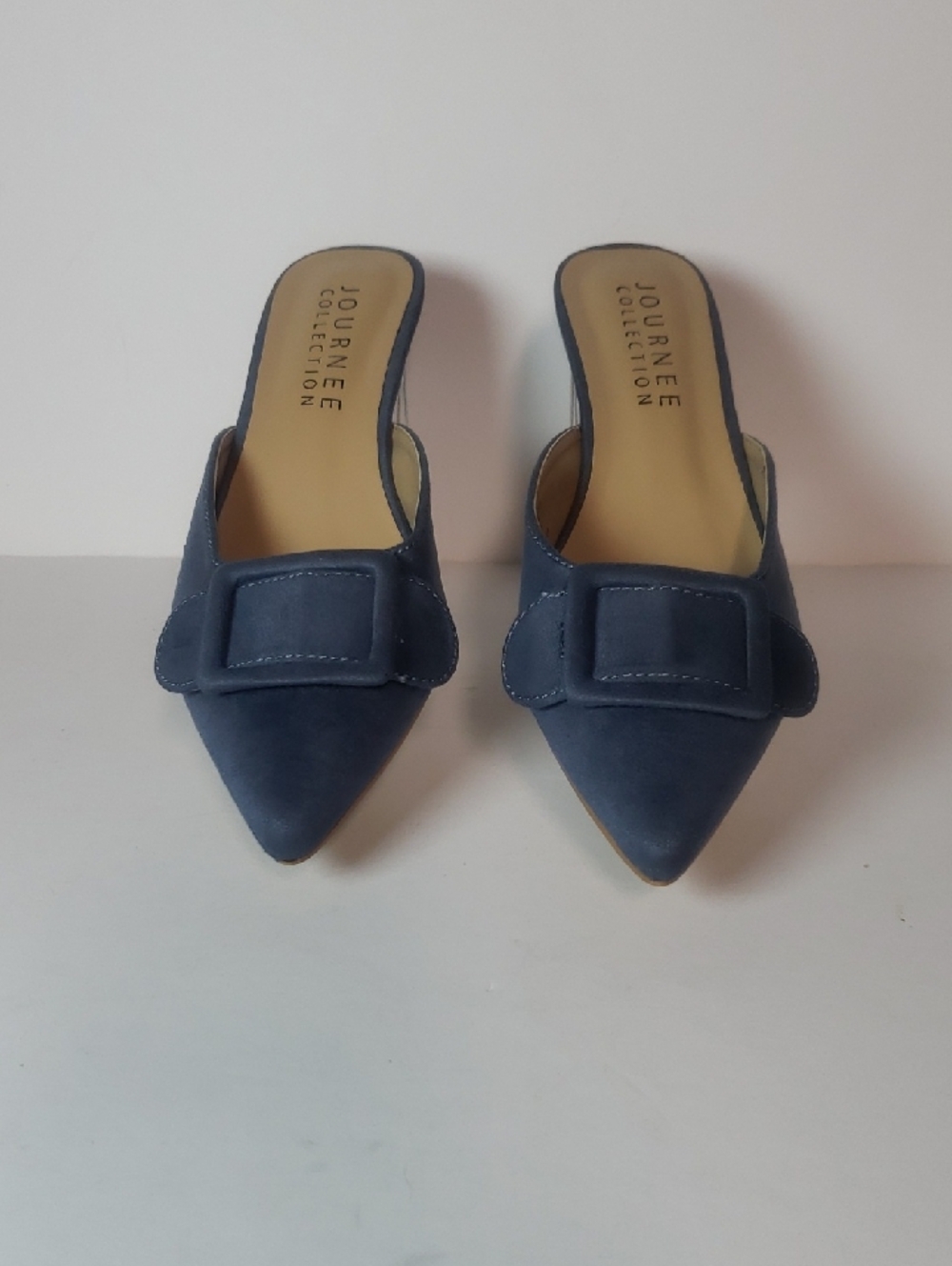 Journee Collection "Vianna" Blue Faux Suede Slide, Size 5.5, NIB